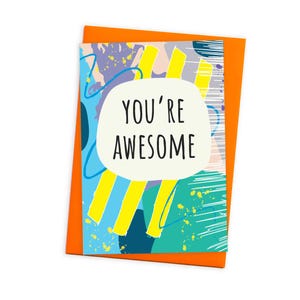 Tarjeta "Eres genial" con sobre de color / Amistad, agradecimiento, bienestar, pensando en ti