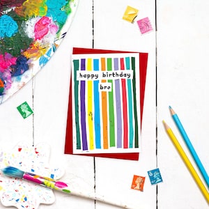 Carte d'anniversaire Bro avec message au dos | Joyeux anniversaire frère | Carte d'anniversaire moderne pour frère | Cartes d'anniversaire pour frère | FSC