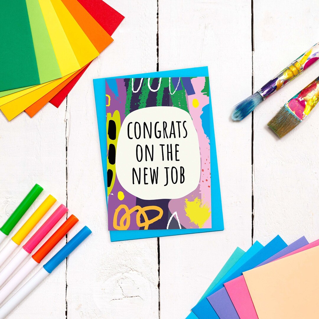 Modern New Job Card New Job Congratulations Card Colourful New Job Card ...