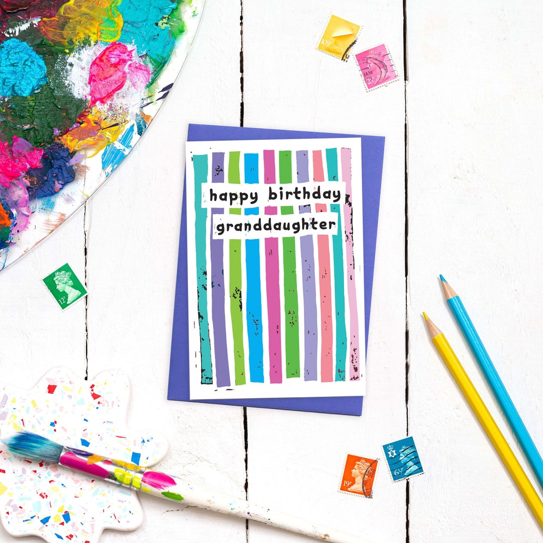 Granddaughter Birthday Card With Badge - Large 9" X 6" Modern Verse Greeting Card