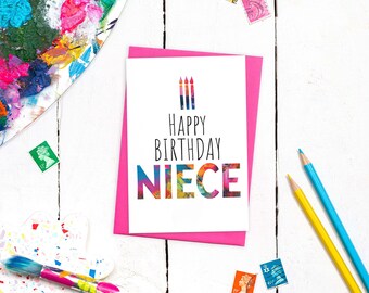 Niece Birthday Card | Modern Niece Birthday Card | Birthday Card For Niece | Colourful Abstract Art | Family Birthday Cards | Quality Cards