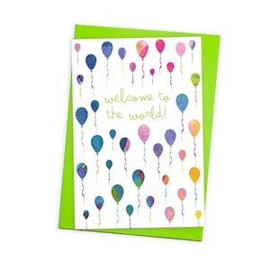 Welcome to the World New Baby Congratulations Card with Coloured Envelope | Boy, Girl, Unisex | Twins, Triplets