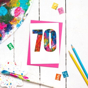 Unique 70th Birthday card | A6 Greeting Card For Birthday or Anniversary | 70th Anniversary Card | Unisex Greeting Cards | Abstract Art