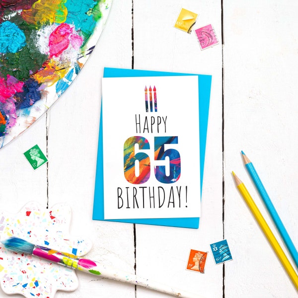 En's Happy 65th Birthday Card. 19.5x13.5c : Aazon.co.uk