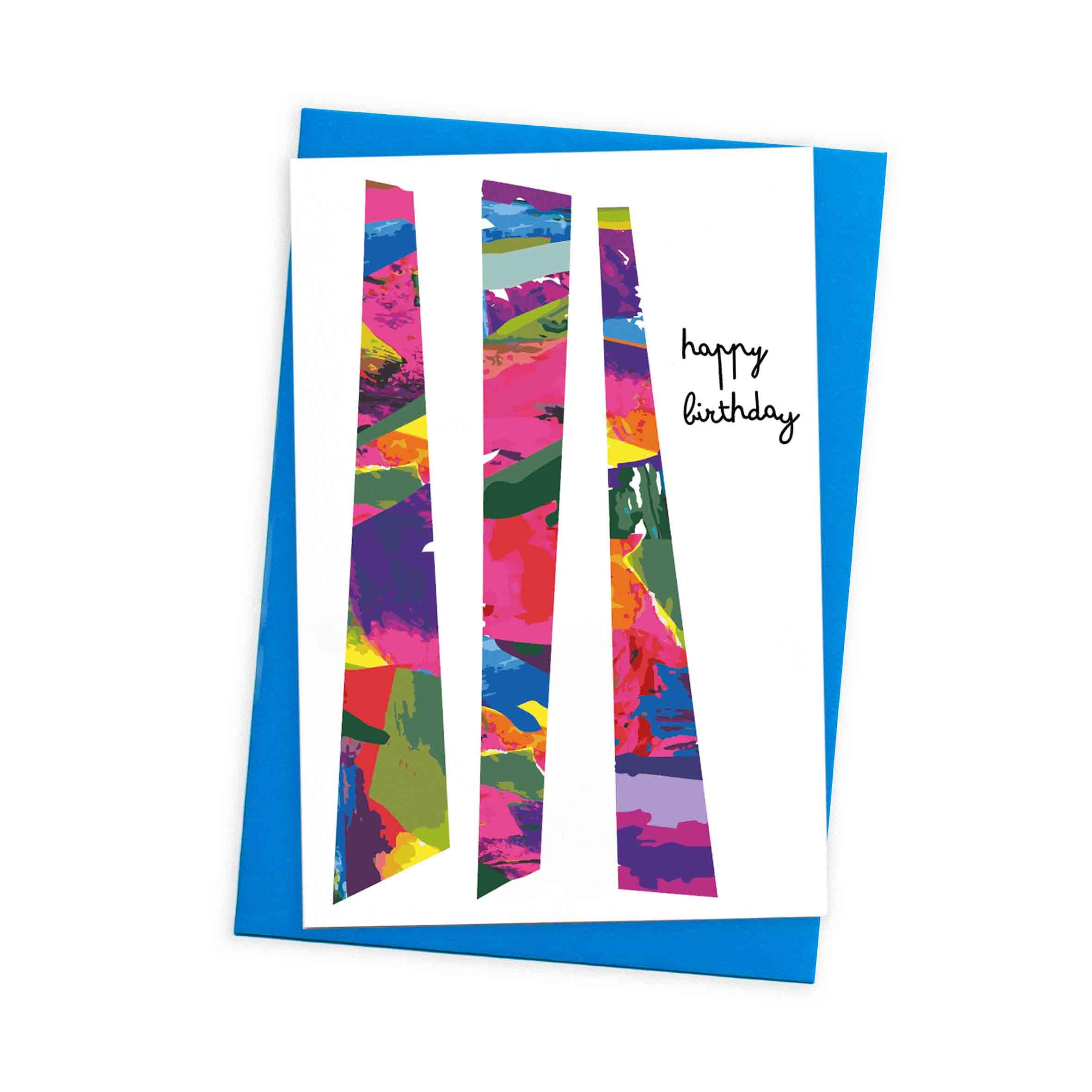 Unique Birthday Card With Coloured Envelope | Abstract Art Design | Unisex Birthday Card | A6 Greeting Card | Luxury FSC Card | Blank Inside