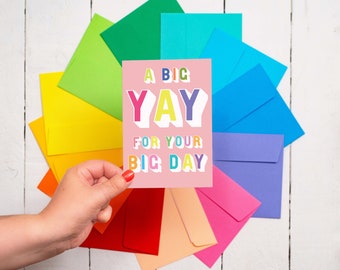 Wedding Card | Big Yay For Your Big Day | Congratulations Card | Gay Wedding Card | Modern Wedding Card | Colourful Text Wedding Card