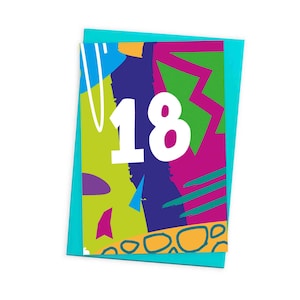 Carte d'anniversaire amusante et lumineuse avec enveloppe colorée | Idéal également pour un 18e anniversaire de mariage | Carte de voeux A6 | Blanc à l'intérieur