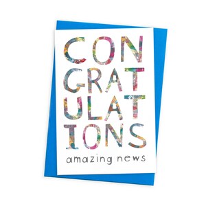 Carte de félicitations unique avec message au dos et enveloppe colorée | Nouvelles étonnantes | Nouvel emploi, promotion, grossesse, réussite aux examens, etc.