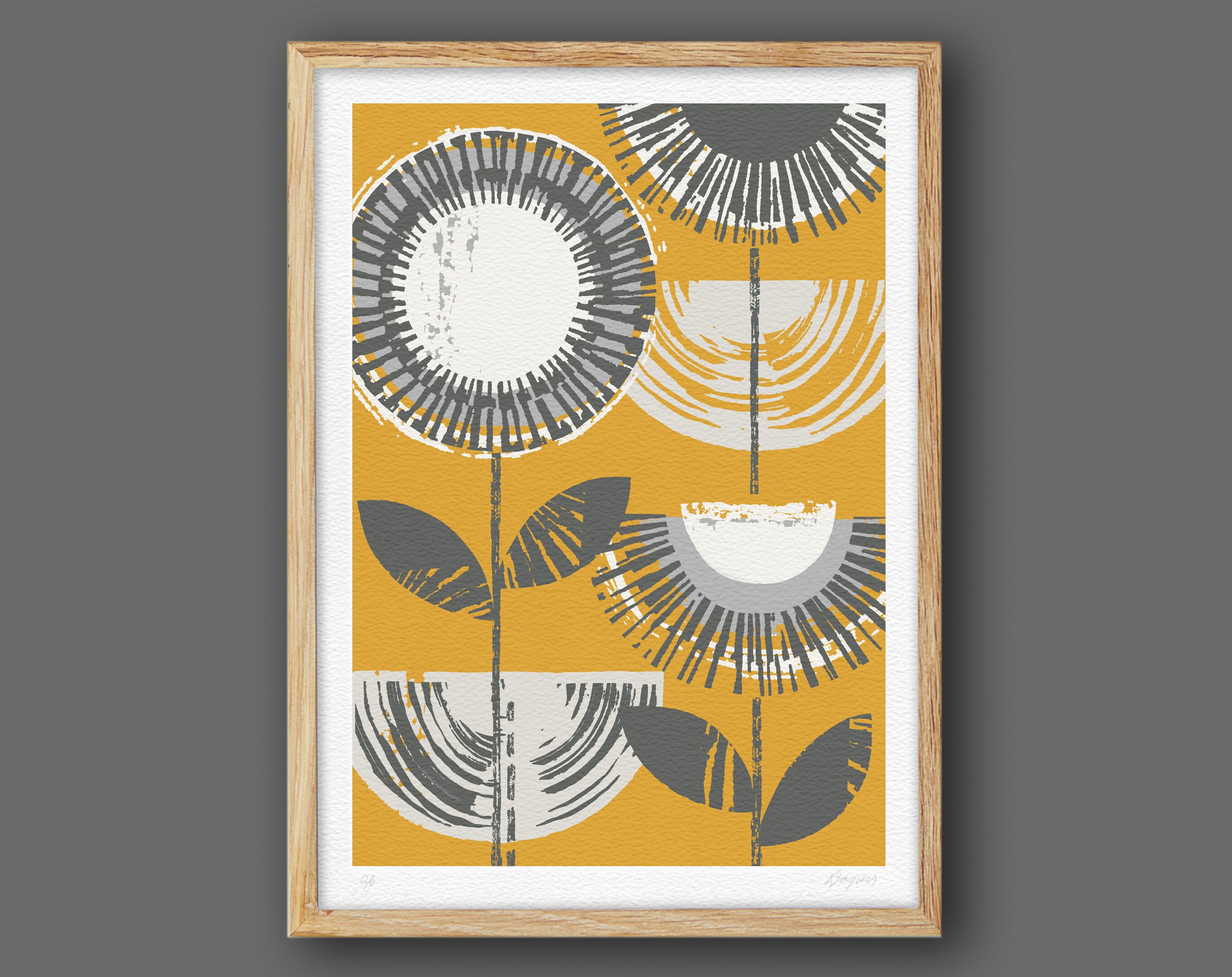 Abstract Flower Print Mid Century Wall Decor Scandinavian Etsy UK