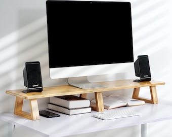 Bamboo Dual Monitor Stand Riser