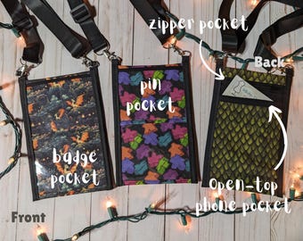 Phone pocket & pin pocket convention badge holder (Made to Order)