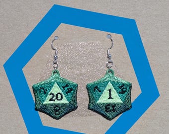 D20 gestickte Ohrringe