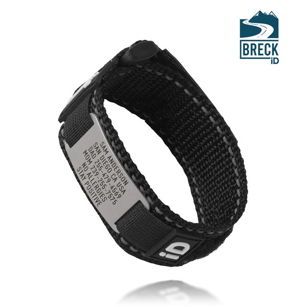 Medical Alert Bracelet Runner Emergency ID Nylon Wristband Custom Identification Biking Nylon Adjustable Personalized Stainless Steel ID Tag