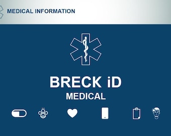 Medicinskt ID-kort i plånbokstorlek | Online nödprofil | Gratis prenumeration