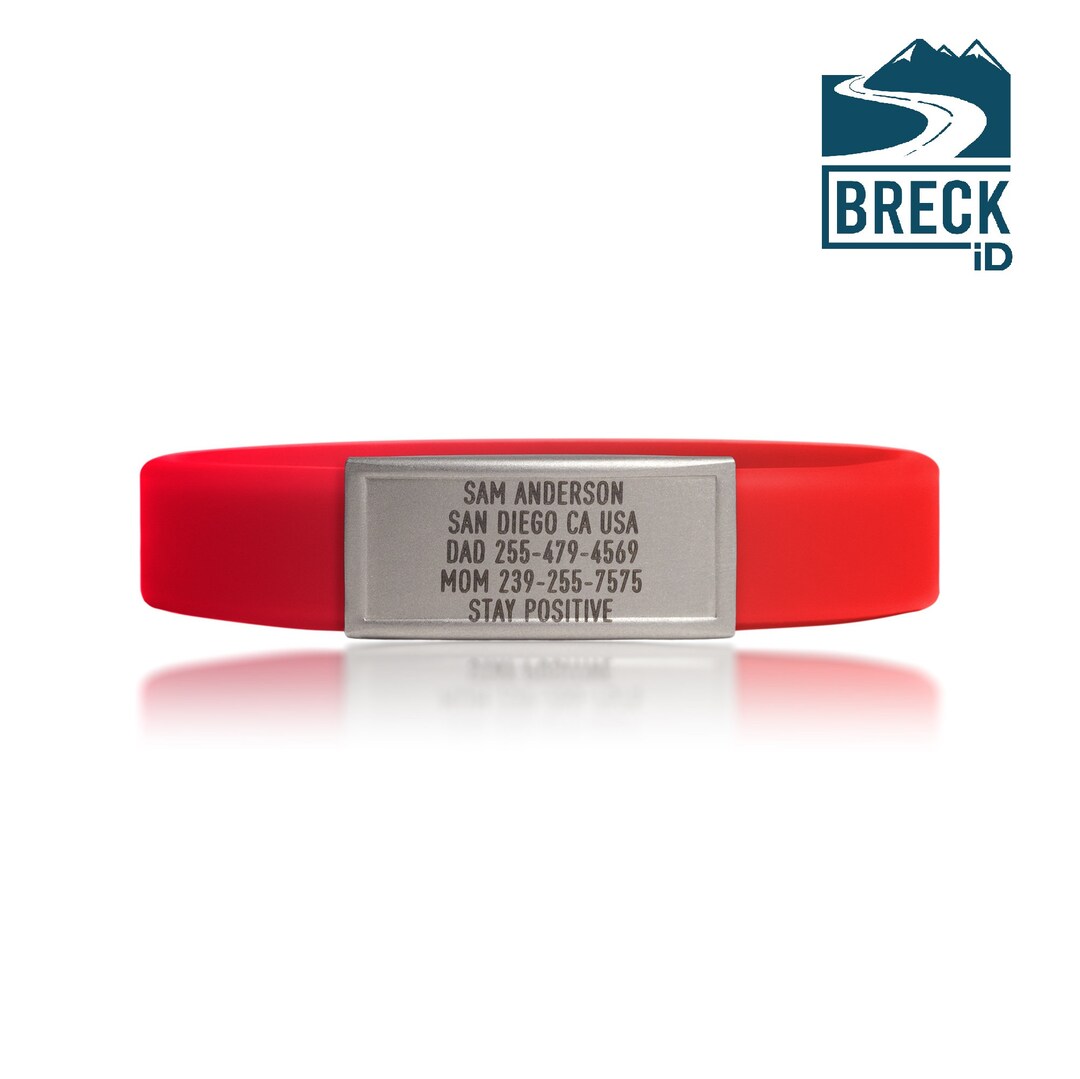 Medical Alert Bracelet Kids Custom Emergency Silicone Wristband Runner