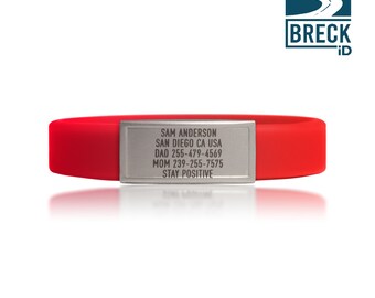 Medical Alert Bracelet Kids Custom Emergency Silicone Wristband Runner ID Women Identification Biking Personalized Stainless Steel ID Tag