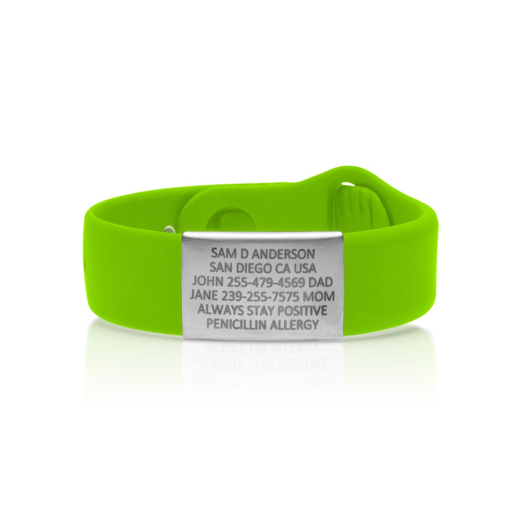 Runner ID Medical Alert Bracelet Silicone Wristband Custom ID Etsy