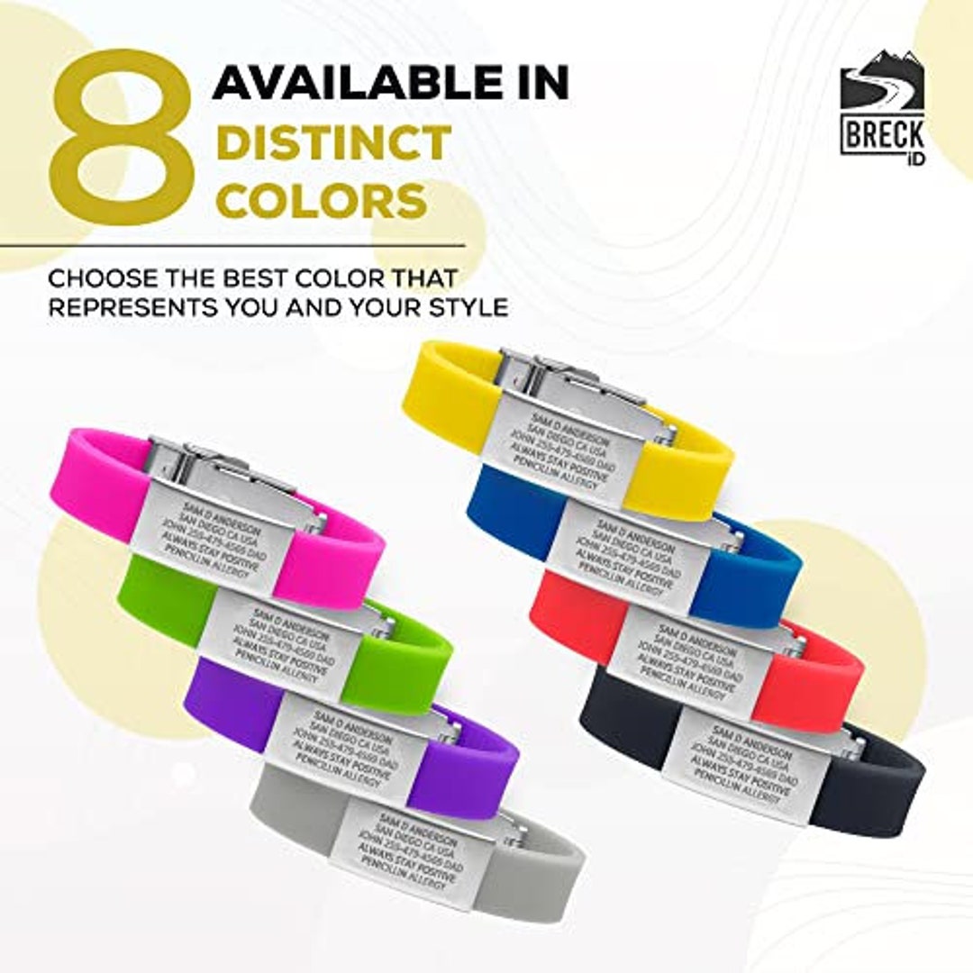 Runner ID Medical Alert Bracelet Women Silicone Wristband Custom ID