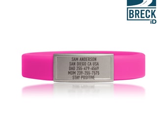 Medical Alert Bracelet Kids Custom Emergency Silicone Wristband Runner ID Women Identification Biking Personalized Stainless Steel ID Tag