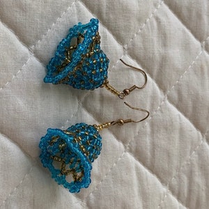 Beaded Bell Earrings or Brooch Original from Denmark