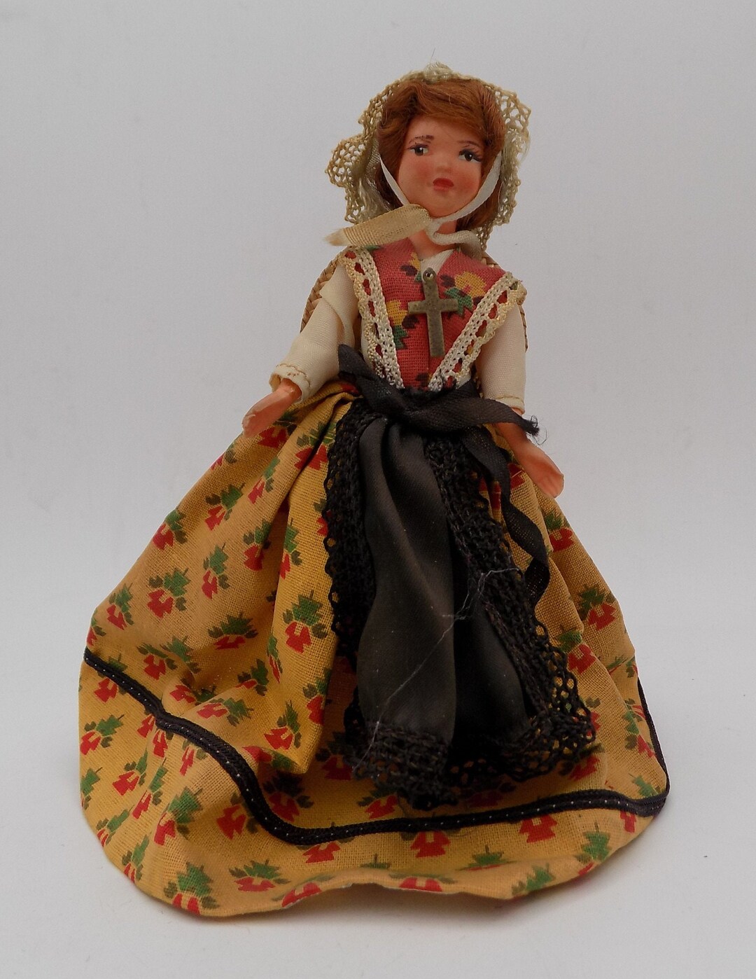 Object Doll Vintage Doll, Red Doll, With Real Hair, Articulated Dolls,cotton Dress ...