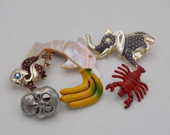 Lot of 6 brooches,vintage brooch,vintage gift,vintage jewelry,Woman gift,girl gift,woman jewelry,girl jewelry