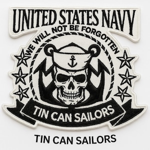 United States Navy Tin Can Sailor Sew On Patch, Military Pride, USN