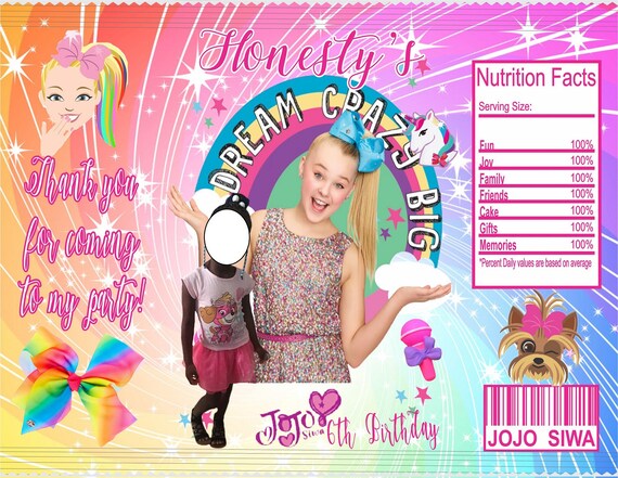 Download Free Personalized Jojo Siwa Chip Bag For Birthday Etsy SVG Cut Files