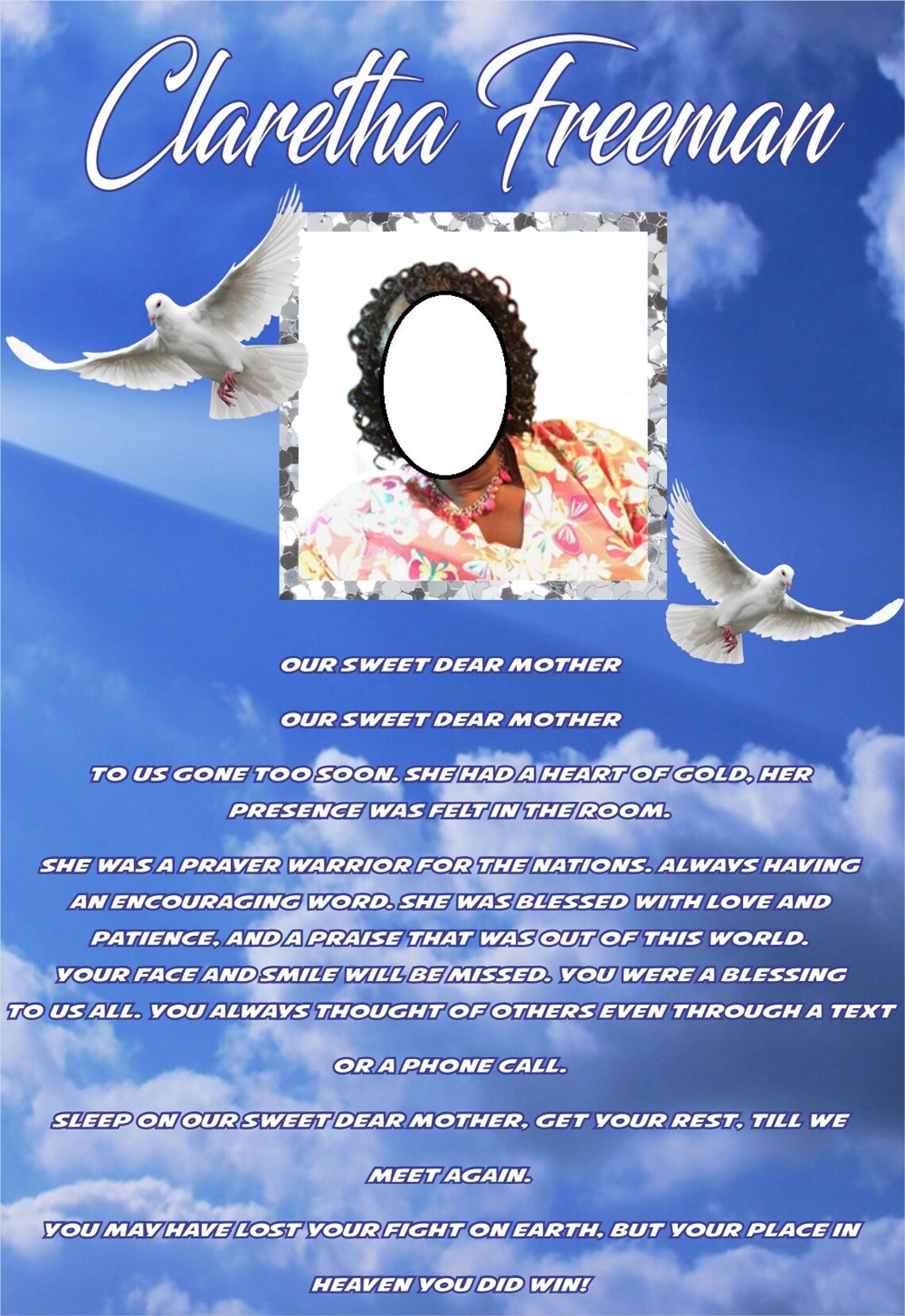 Any Size Personalized Funeral Backdrop Etsy