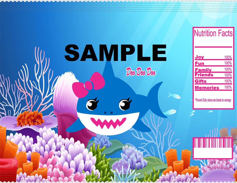No wait INSTANT DOWNLOAD Pink Baby Shark chip bag template. | Etsy