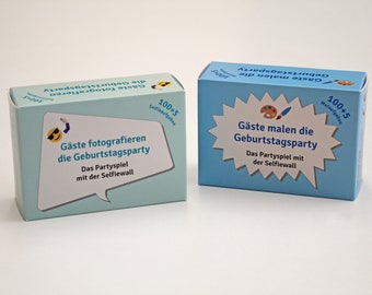 200 Aktionskarten, Partyspiel zum Geburtstag, 100 Fotoaufgaben und 100 Malaufgaben für die Gäste der Geburtstagsparty, Geburtstagsgeschenk