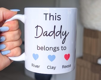 Personalised this daddy belongs to mug, fathers gift new dad