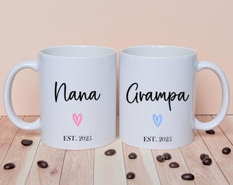 Personalised Nana & Grampa Mug – Custom Grandparent Gift – New Parents 2025 – Pregnancy Announcement – Christmas Gift