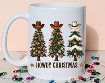 Howdy Christmas Mug: Western Cowboy Christmas Tree Gift