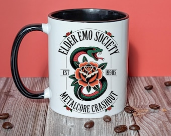 Elder Emo Mug: Metalcore Crashout Pop Punk Coffee Cup, Nostalgic Gift