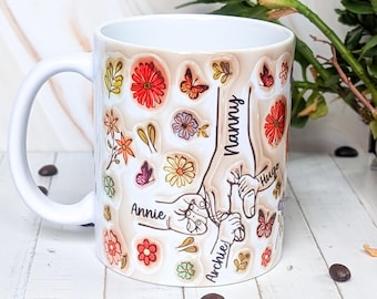 Personalised Mother's Day Mug: Holding Hands Keepsake inflated effect