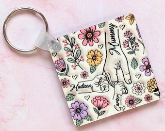 Personalised Mother's Day Keyring: Holding Hands Keepsake inflated effect up to 6 children