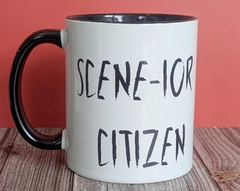 Scene-ior Citizen Mug: Funny Elder Emo Coffee Cup