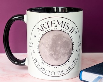 Artemis II 2026 Moon Mission Mug | Space Fan Coffee Cup | NASA Photo Galaxy Gift