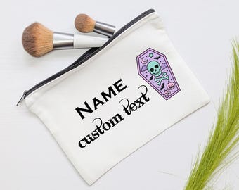 Personalized Halloween Makeup Bag: Coffin Design, Witchy Gift