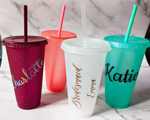 PERSONALISED COLD CUP Tumbler Straw Cup Reusable Plastic Cup 