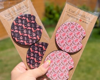 Cowgirl Car Coasters: Girly Cowboy Boot & Hat Neoprene Set