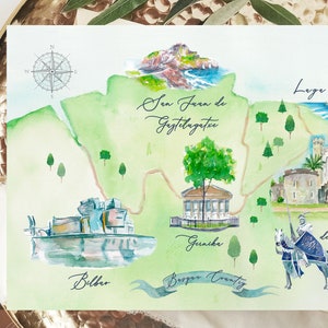 Aangepaste bruiloft kaart, bruiloft illustratie gast kaart, handgeschilderde opslaan van het weekend, weekend routebeschrijving, gepersonaliseerde aquarel bruiloft kaarten