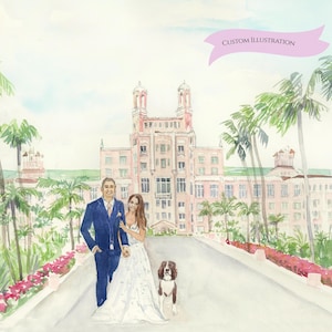 手描きの会場水彩画：カスタムSave the Date（デジタルファイル）