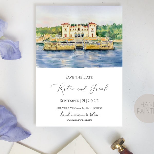 Custom Watercolor Save The Date Venue Illustration, Hand Painted Watercolor Wedding Invitation, Personalized Hand Drawn Venue Sketch