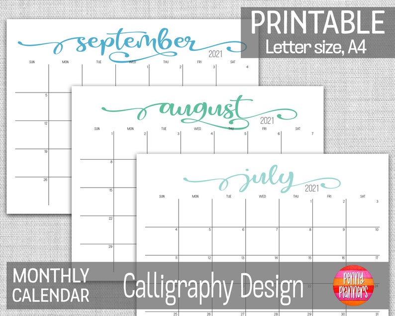 2021 Monthly Planner Calendar Set 8.5X11 A4 Printable | Etsy