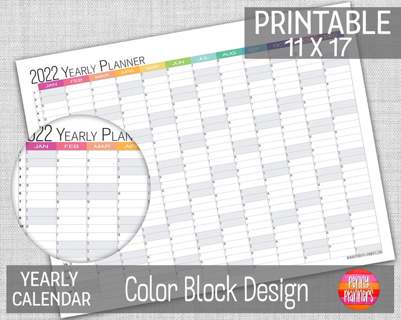 2022 Yearly Calendar 11X17 Printable Color Block Wall Etsy New Zealand 2022-yearly-calendar-11x17-printable-color-block-wall-etsy-new-zealand