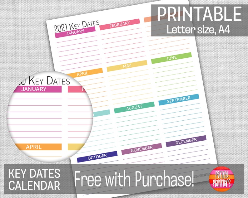 2021 Monthly Planner Calendar Set 8.5X11 A4 Printable | Etsy