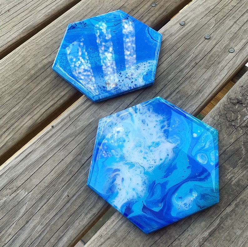 Custom Acrylic Hexagon Coasters Set of 2 Etsy