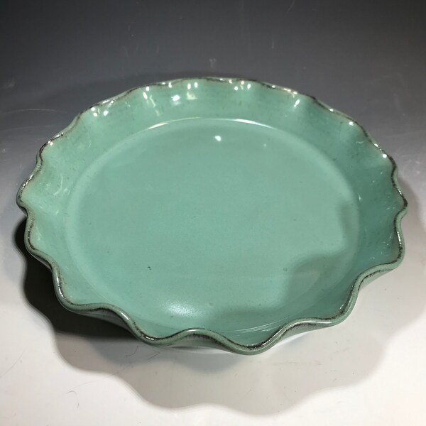 Pie Plate, Serving Dish, Sea Glass color